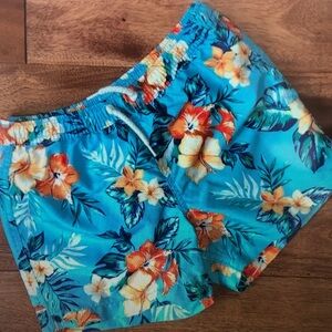Tropical Blue Kids Swim Trunks